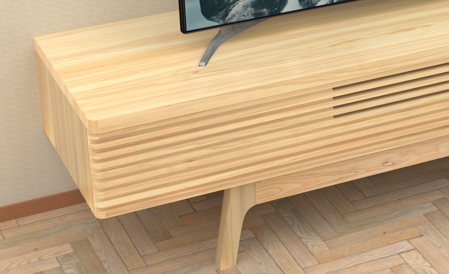 四国産ヒノキ無垢材の手作りテレビ台 ローマ T25 天板25mm 幅170cm