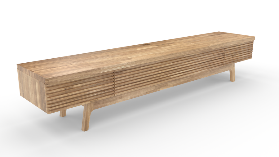 タモ集成材の背板付き手作りテレビ台 ローマ T30 引出し3杯 幅200cm - 詳細写真4