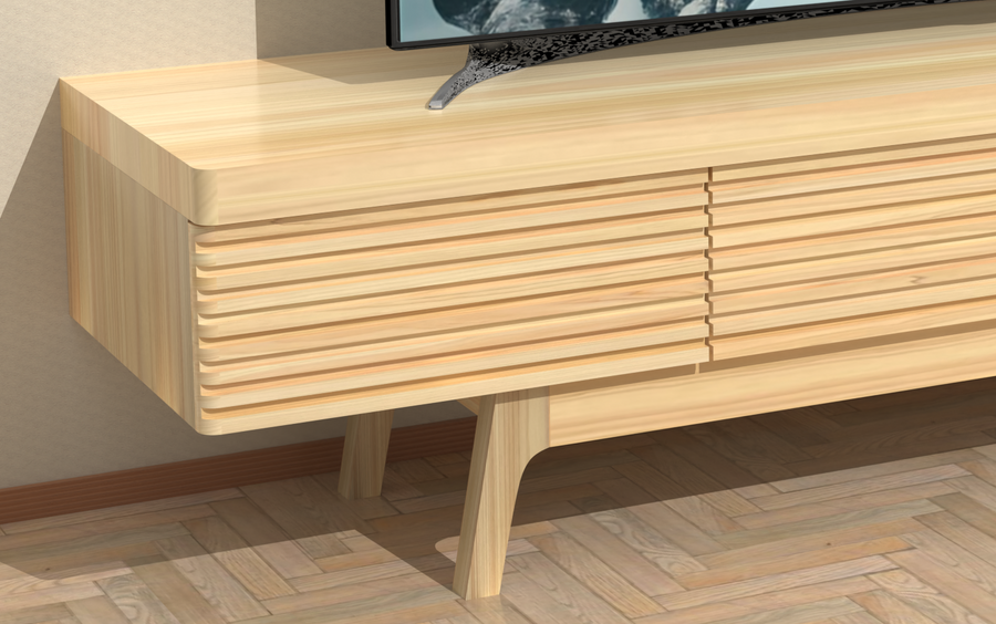 四国産桧無垢材の手作りテレビ台 ローマ T44 引出し3杯 天板44mm 幅170cm