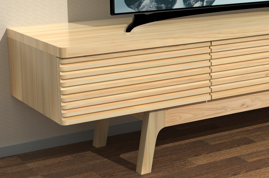 四国産桧無垢材の手作りテレビ台 ローマ T25 引出し3杯 幅170cm