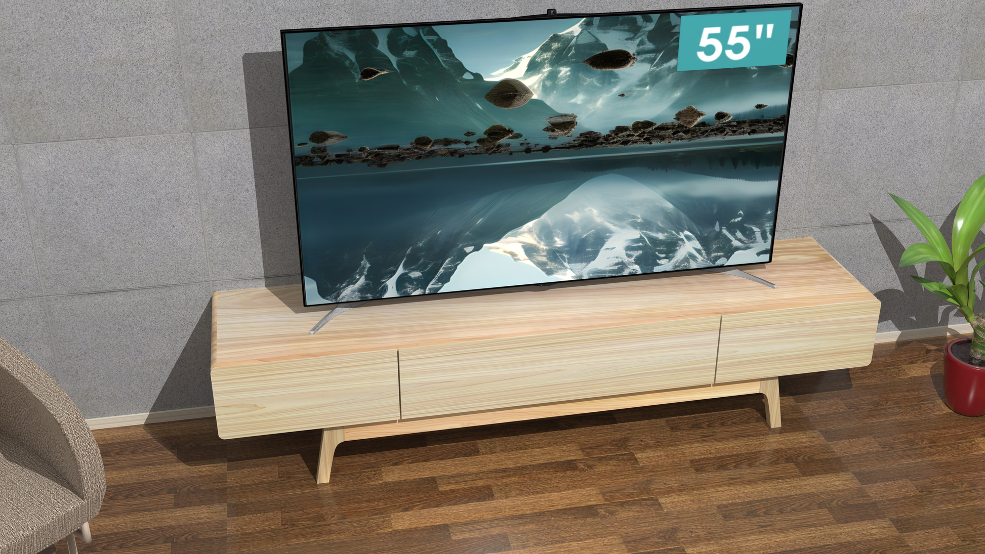 「ミラノ_T20_2+1」 手作りテレビ台・桧 無垢材・w170