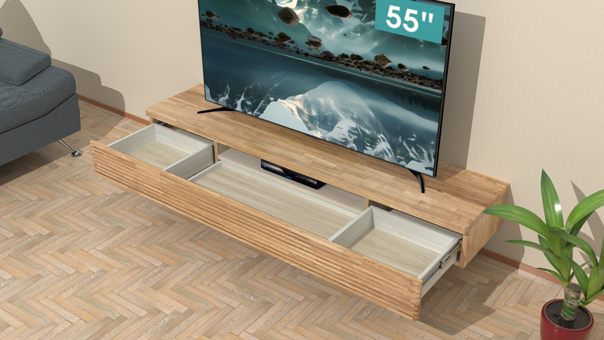 「ローマ_T30_one」 手作りテレビ台・タモ 集成材・w170